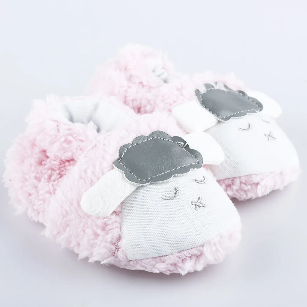 0-12M Baby Boys Girls Lovely Cartoon Sheep Floor Shoes Winter Warm Plush Booties Infant Soft Slipper Crib Shoes First Walkers