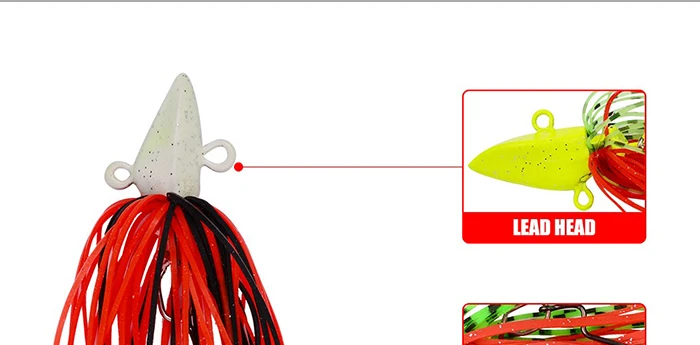Fishing Lure Buzz Bait Spinnerbait Spinner Spoons Lead head Metal Hook Rubber Jig Head 7.7cm 7g 5pcs Fishing Tackle  (5)