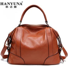 HANYUNA BRAND 2017 New Fashion Cow Leather Women Handbags 100 Genuint Leather Ladies Girls Totes Elegant