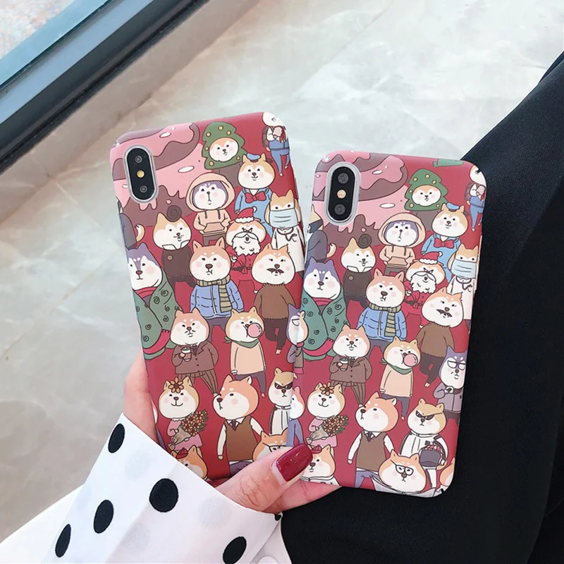 KIPX1098_1_JONSNOW All-inclusive Phone Case for iPhone XR XS Max 7 8 Plus 6 6S 6 Plus Funny Cute Dogs Chick Duck Pattern Hard PC Back Cover Capa Fundas