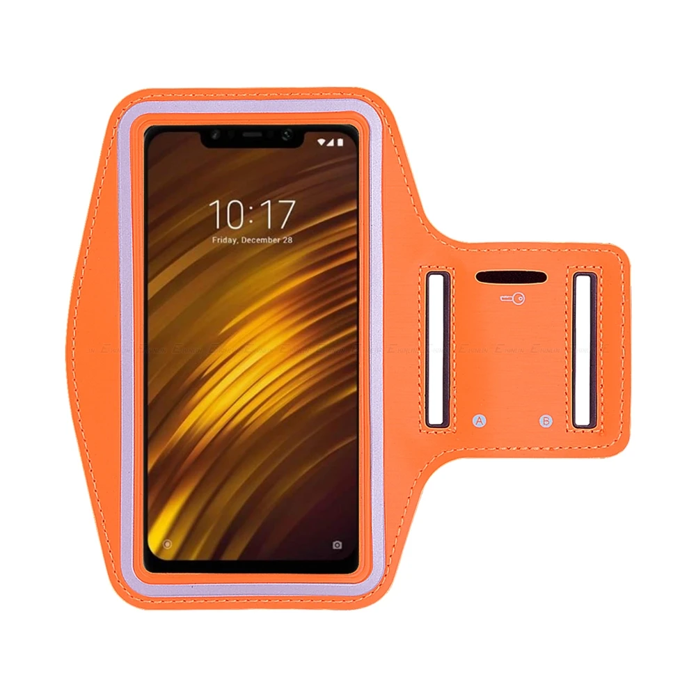 Для бега, бега, спортзала, спортивная сумка-держатель, чехол, нарукавник, чехол для телефона, для XiaoMi Pocophone F1 Poco F1 Poco phone F1 - Цвет: Оранжевый