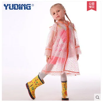 

Unisex children fashion plastic waterproof kids raincoat hooded with zipper free shipping