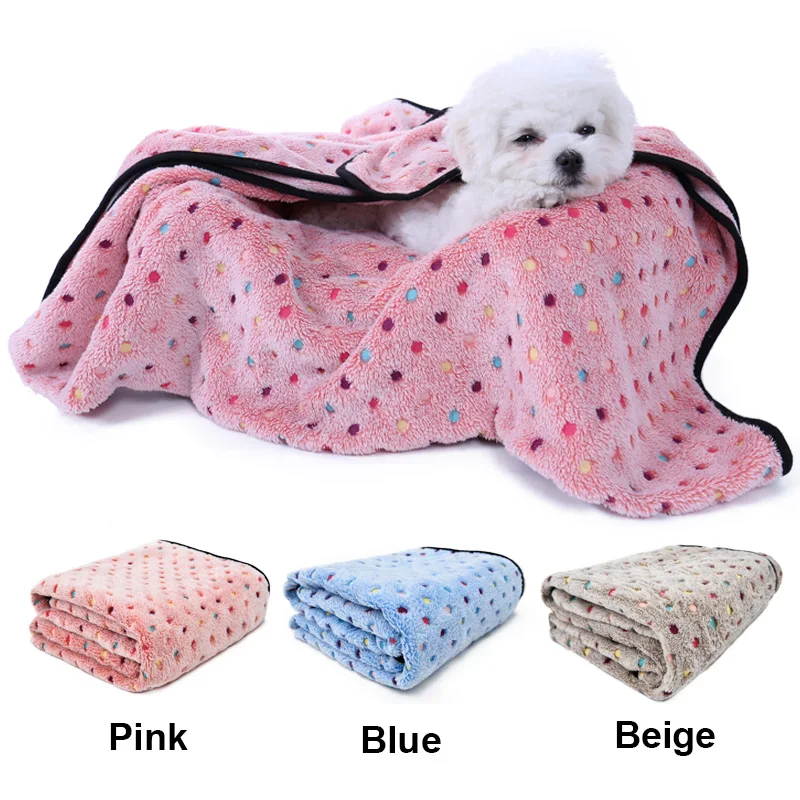 JKLW Blanket Dog Blanket Cat and Dog Pet Mat Winter Thicken Double-Sided Felt Fall/Winter Small Large Pet Breathable Mat 100X75CM Turquoise