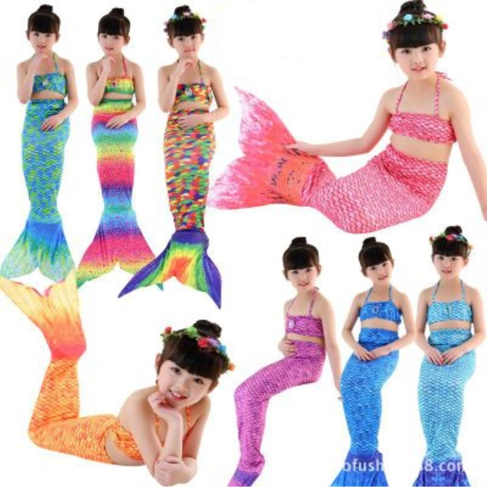 

2018 Swimsuit Three Pieces Swimming Suit Little Girl Mermaid Swimwear