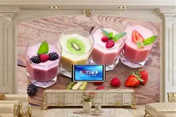 Пользовательские 3D настенные фрески обои, фруктовые напитки в стеклянной Еда обои, ресторан dinig ТВ диван стены кухни Papel де Parede