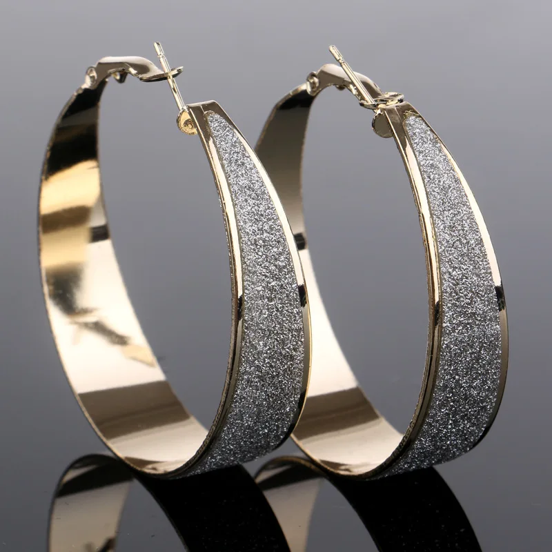 

Wide circle Scrub Big Hoop Earrings Large Hollow Circle Prevent allergy Earing Girl Fashion Gold silver Plated polishing Jewelry
