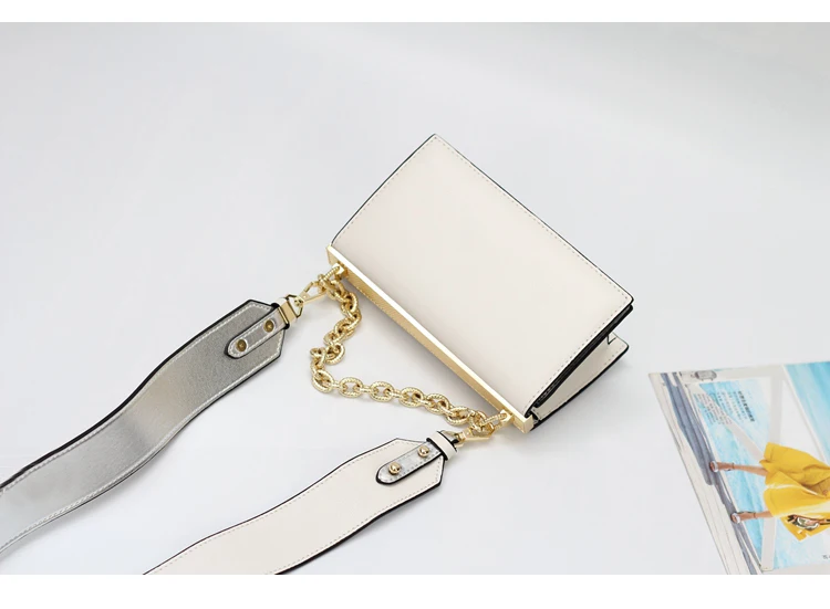 Цепи натуральная кожа небольшой crossbody сумки мини-поле панелями широкий плечевой ремень из коровьей кожи сумки на плечо