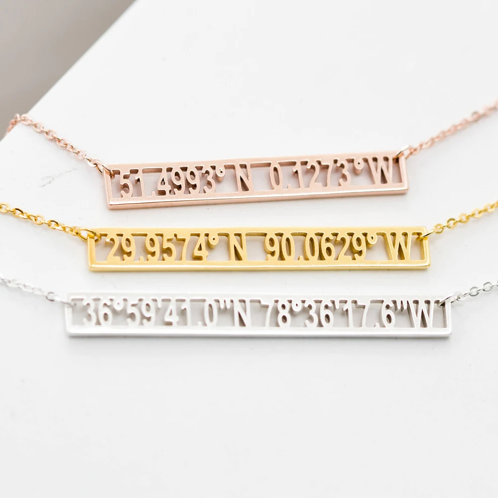 

Customized Coordinates Personalized Necklace Location GPS Necklace Coordinate Jewelry Mother's Gift PN0024