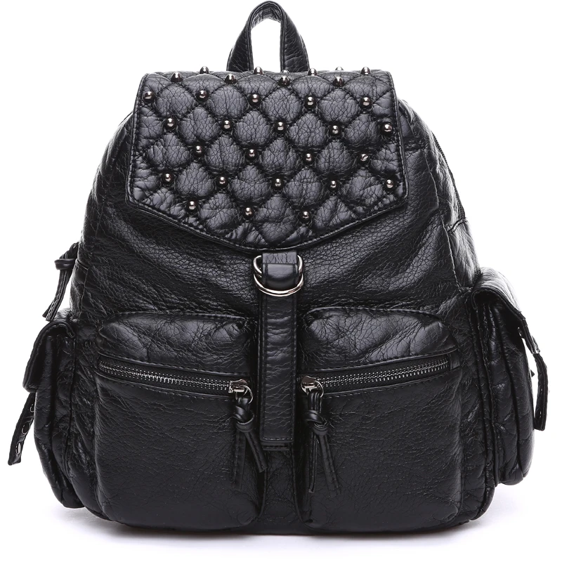 

ROMERO BRITTO Water-Washed Leather Shoulder Bag New Female Japan and Korean Style PU Soft Small Backpack School bag College Wind
