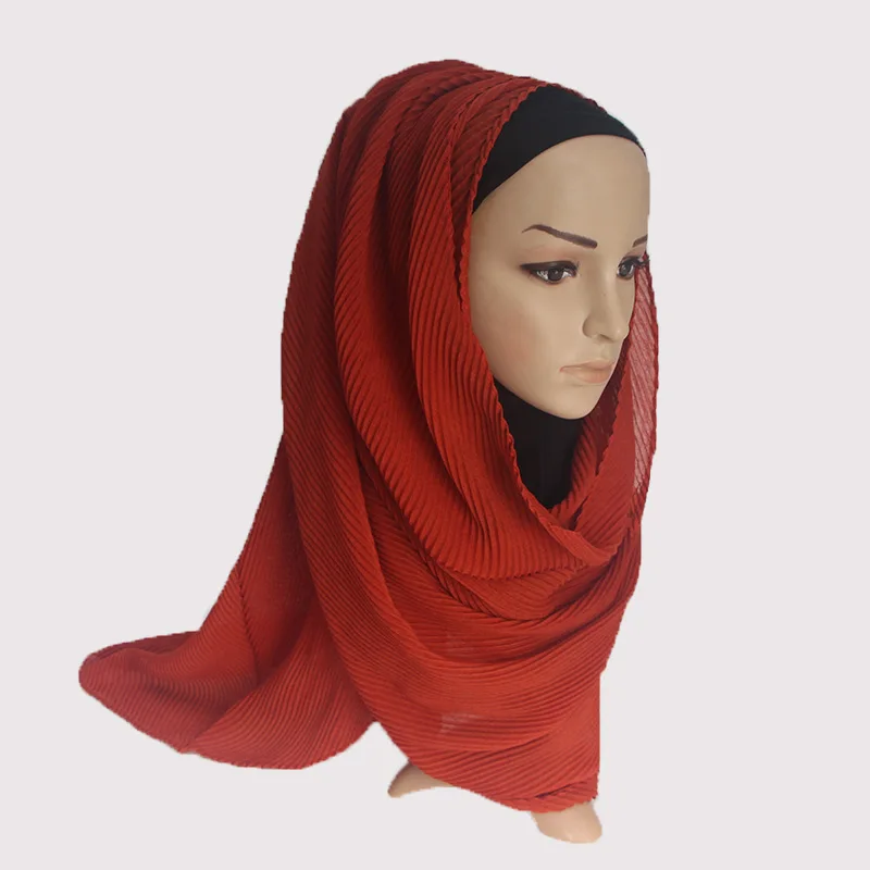 2019 женский простой хлопковый шарф Голова хиджаб сплошной полное покрытие шали из фуляра femme оголовье crinkle мусульманский hijabs магазин