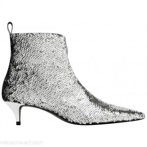 Блестками женская обувь на зиму; женские ботильоны; сезон осень-зима; модные ботинки на низком каблуке с острым носком из овечьей кожи; внутренняя женские сапоги размера плюс