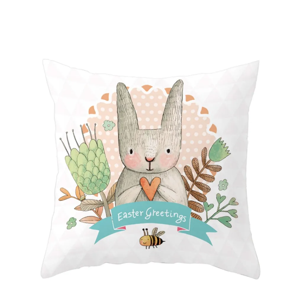 Подушка для стула с принтом пасхального кролика, подушка из полиэстера для дивана и автомобиля, Милая Подушка для домашнего декора, cojines silla - Цвет: A