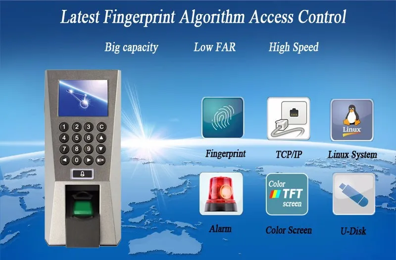 ZK F18 биометрическая лицевая распознавание здания Управление доступа по отпечаткам пальцев Управление и времени посещаемости двери безопасности Системы