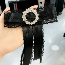 Новые женские южнокорейские высококачественные галстуки-бабочки круглый кристаллический горный хрусталь кружева плавающий цветок аксессуары брошь булавка