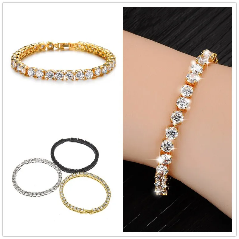 

Hip Hop Fashion Men Bracelet Series Rhinestone Bracelet Chain Bling Crystal Bracelet Women 20 CM
