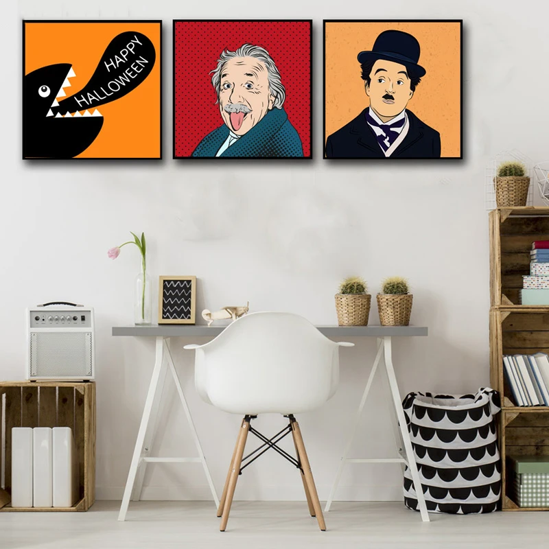 FOOCAME-Tubar-o-Dos-Desenhos-Animados-Albert-Einst-Charlie-Chaplin-Cartazes-e-C-pias-Da-Arte