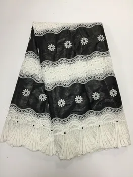 

High quality jacquard fabric with beads cotton milk silk african cord lace bazin riche fabric for women dresses 5yard/lot PLB-11