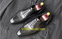 Sapatos de casamento do noivo dos homens de costura de couro genuíno esculpida Brogue sapatos derby smart casual oxfords brogues artesanais vestido mans