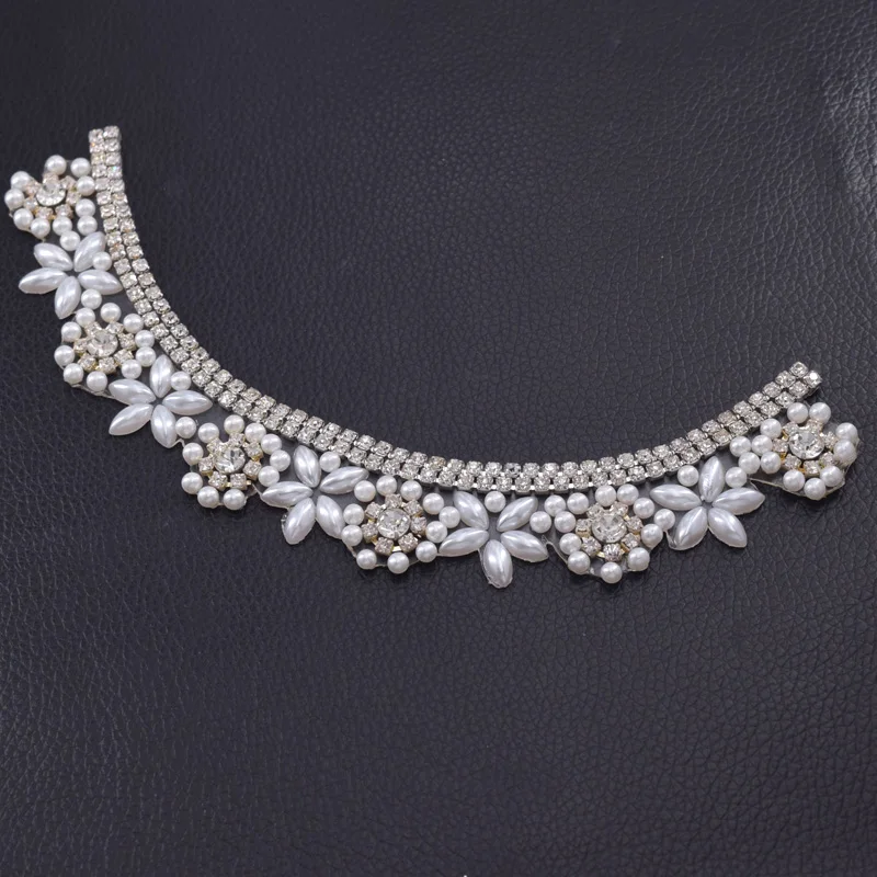 Rhinestone with pearl iron on necklines (5)