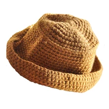 Новинка, зимняя Солнцезащитная вязаная Панама для женщин, шапки, весенне-осенние однотонные хлопковые рыбацкие Панамы, вязаные простые головные уборы