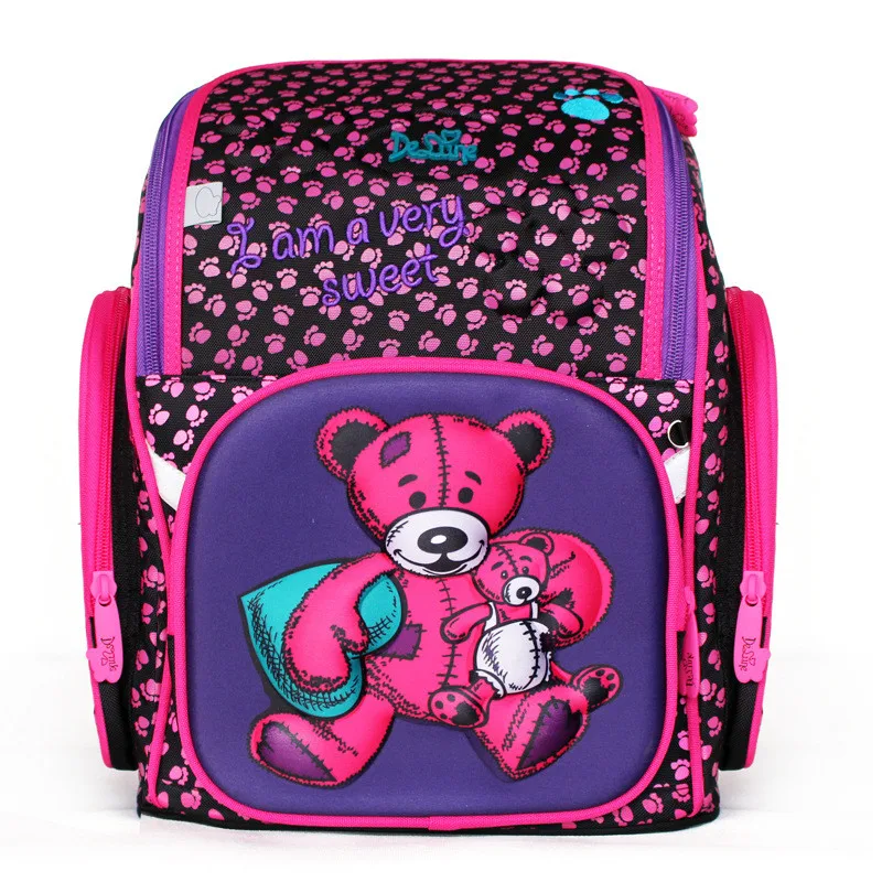 

Russian Brand School Bag for Girls 3D Bear Flower Print Children School Portfolio Waterproof Orthopedic Backpack Mochila Escolar