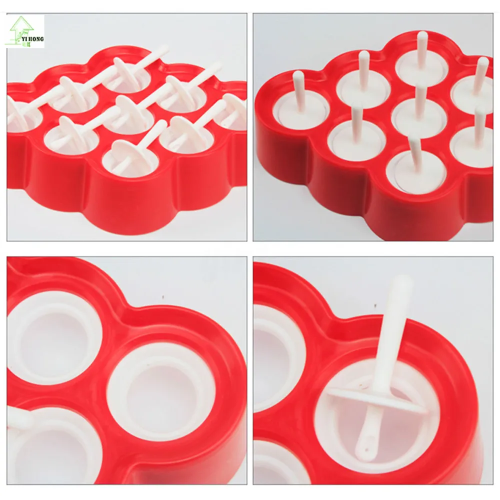 1PCS Silicone Mini Ice Pops Mold Ice Cream Ball Lolly Maker Popsicle Molds With 9 Stickers Ice Cream Tools Kitchen DIY MAYITR