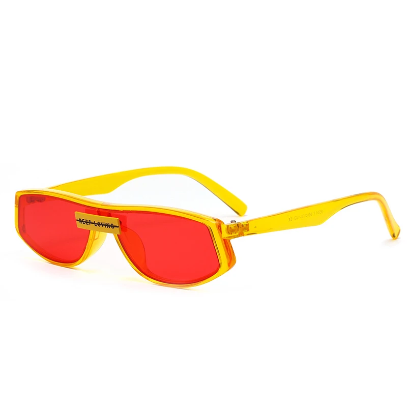 C1 Yellow.Red HBK итальянские квадратные солнцезащитные очки женские стильные дизайнерские ретро маленькие солнцезащитные очки карамельный цвет индивидуальные винтажные красные очки UV400 - Цвет линз: C1 Yellow.Red