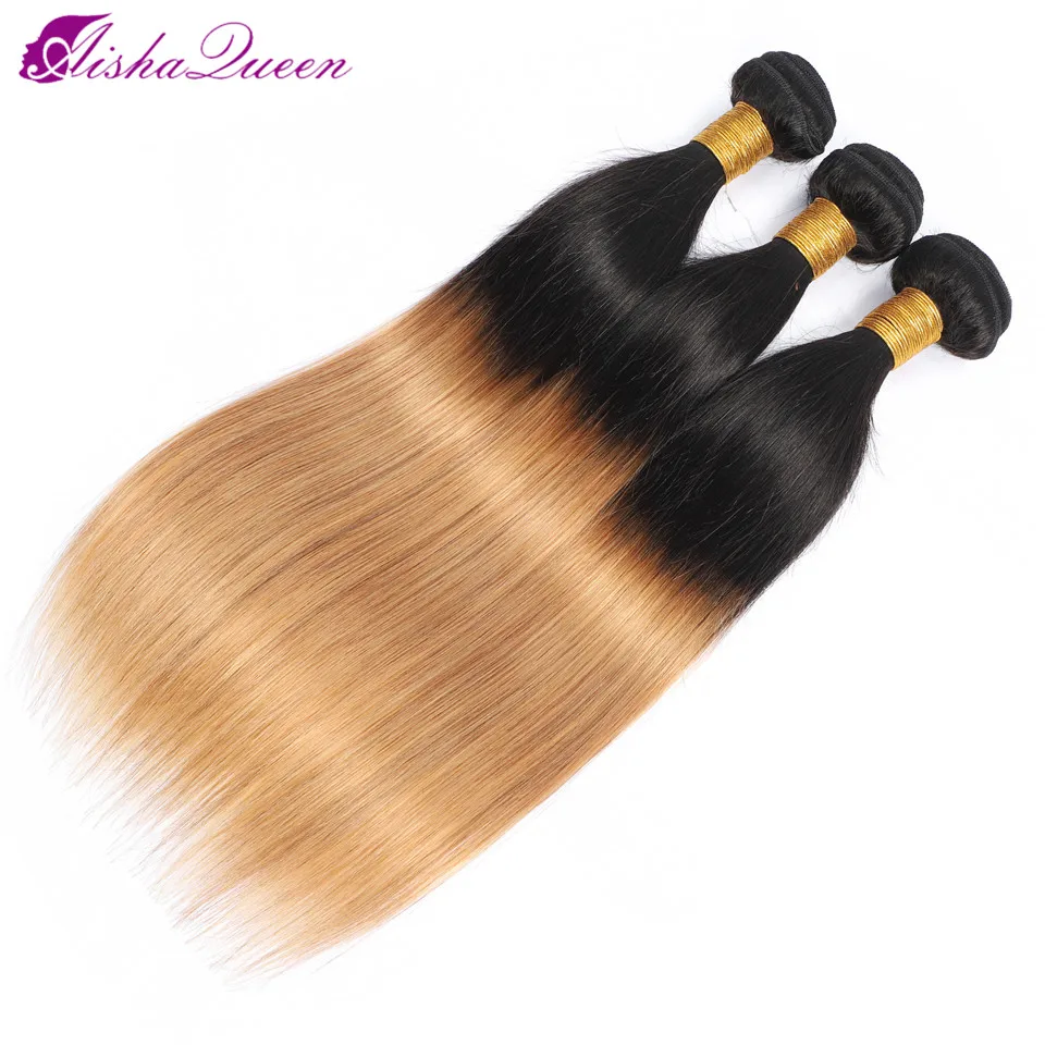 Aisha Queen Ombre Straight Hair 3 Bundles 1b/27 Brazilian Hair Wave Bundles 100% Remy Hair Extensions 3 pcs Aisha Queen Ombre Straight Hair 3 Bundles 1b/27 Brazilian Hair Wave Bundles 100% Remy Hair Extensions 3 pcs