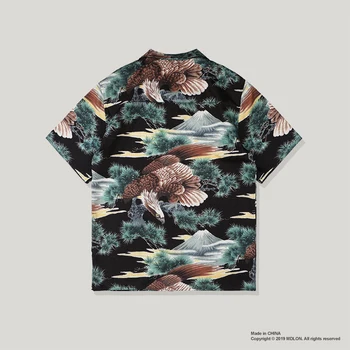

2020 Summer Men Hawaiian Print Short Eagle Beach Quick Dry Male Top Turn-down Collar Short Leisure Shirts Daily Tops Loose Size