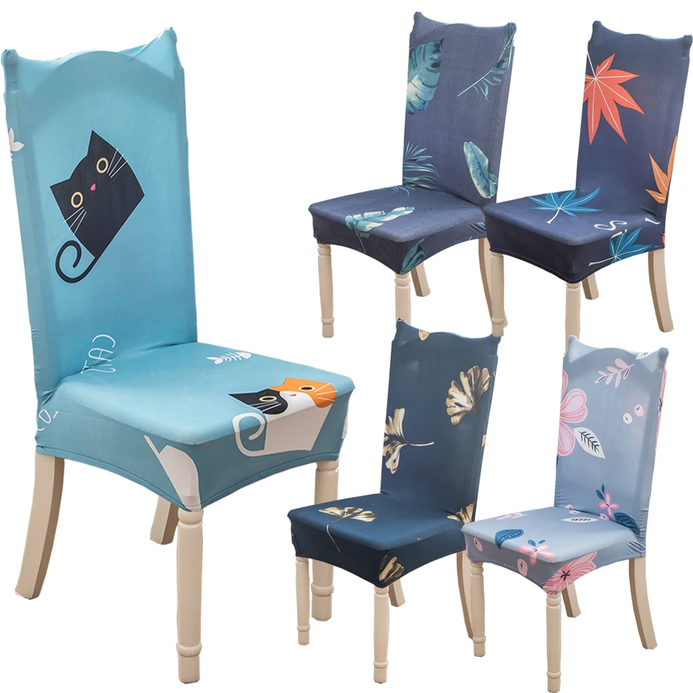

Plants Flower Printing Protective Slipcover Elastic Stretch Spandex Chair Covers Dining Chair Seat Cover Case for Banquet