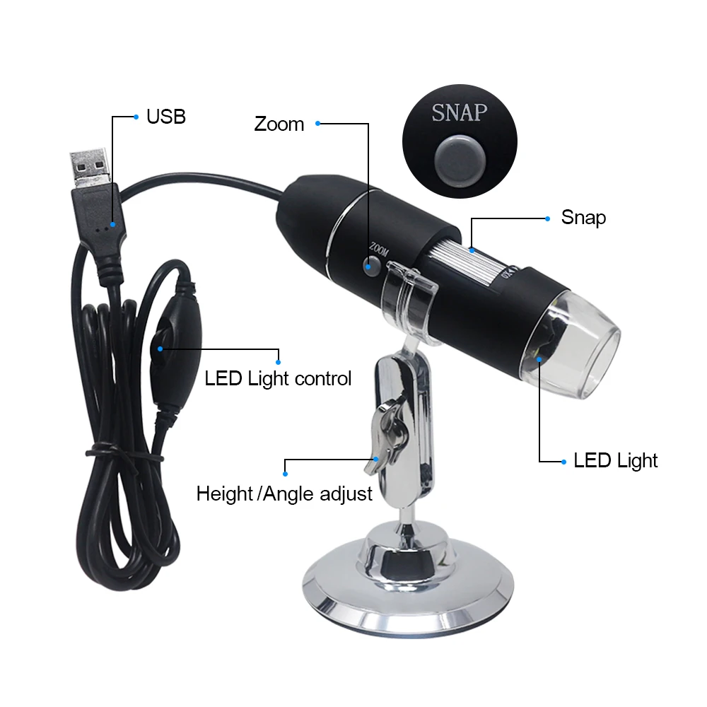 Цифровой микроскоп с USB мегапикселями 1000X1600X8 светодиодный электронный микроскоп Эндоскоп увеличительная камера