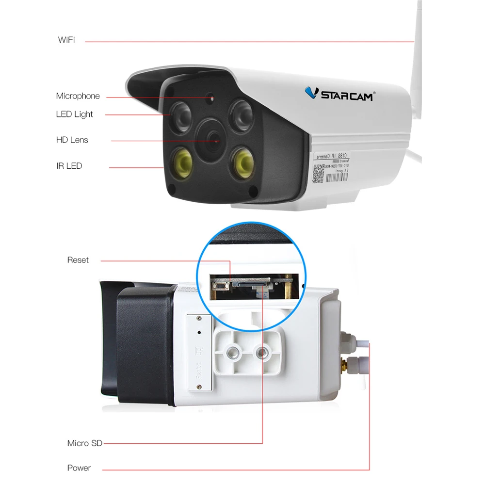 Vstarcam 1080P Wifi камера CCTV Водонепроницаемая открытая полноцветная камера ночного видения камера безопасности инфракрасная камера Bulllet Встроенный микрофон