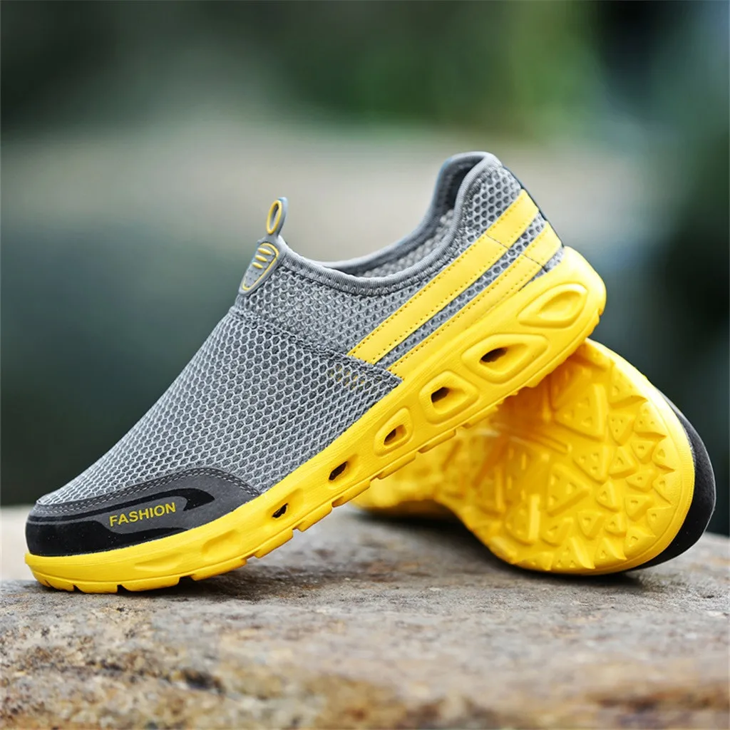 

Men Hollow Mesh running shoes Fashion Slip-On Sneaker Lightweight Breathable laze Quick-Drying shoes June 19