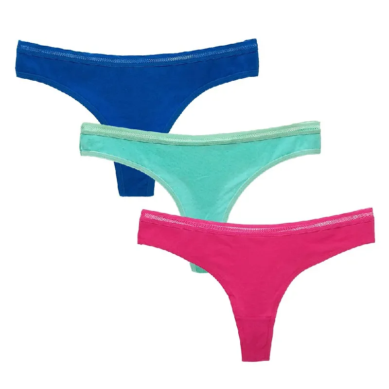 

3pc women cotton panties sexy underwear lingerie solid colors thong teenage girls g-strings female intimates bragas 6color XS-XL