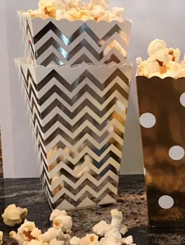 

Colorful Chevron Popcorn Box Wedding Birthday Favor Candy Boxes Theme Party Treat Anniversary Paper Boxes