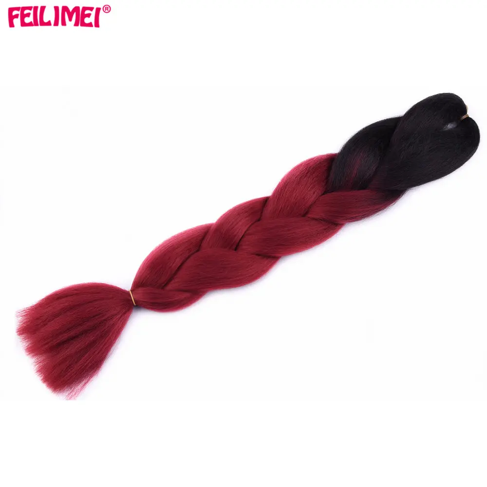 Кофейный коричневый/24# Feilimei Ombre Jumbo плетеные волосы для наращивания, синтетические термостойкие цветные вязаные косички, пряди для волос для женщин - Цвет: Кофейный коричневый/24#
