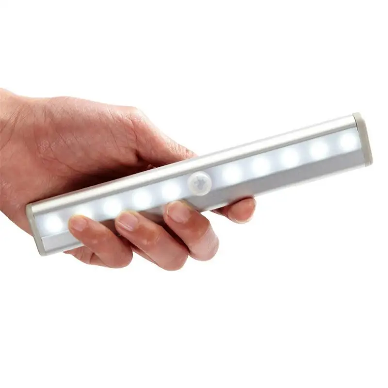 

10 LED Night Lights Human IR Infrared Motion Detector Sensor Closet Lighting Portable Movable Light Strip Cabinet Lamp