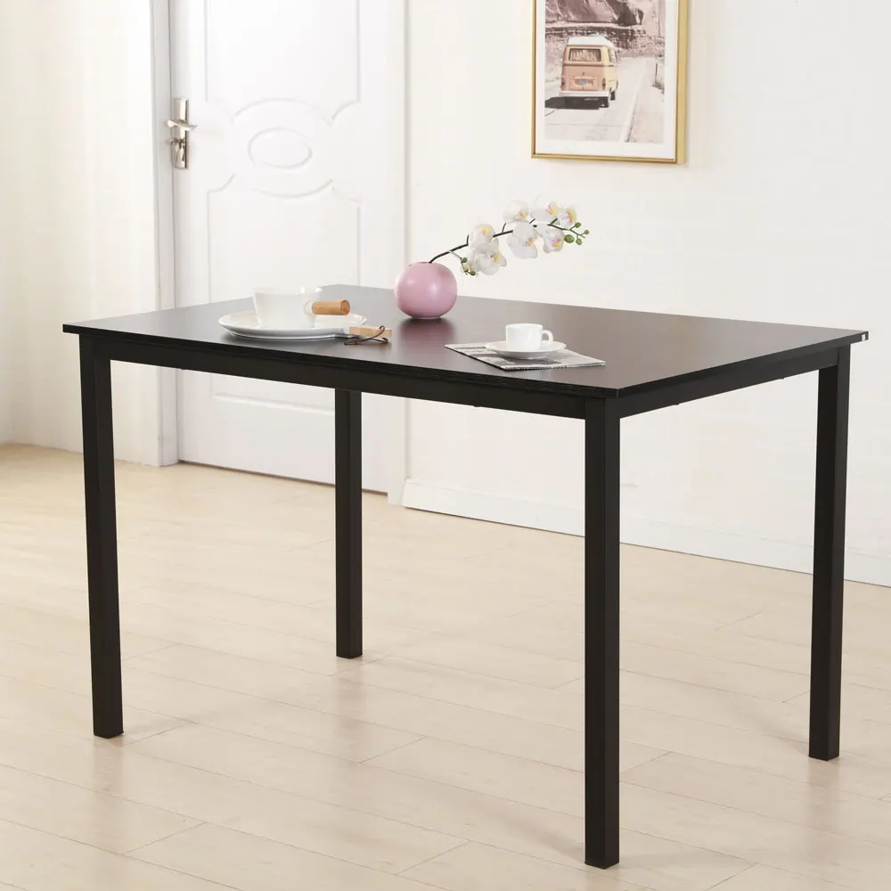 

Simplistic Iron Frame Dining Table Minimalism Modern Kitchen Breakfast Furniture Living Room Home Furniture Black - US Stock