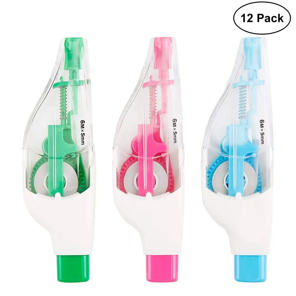 

Retractable Correction Tape, Pen Style White Out Tape19.7 Feet, Random Color/12 Pack