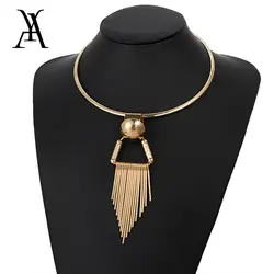 AY Винтаж кисточка золотого цвета подвес Чокер ожерелья для Для женщин Африка этническое эффектное ожерелье Модные Женская Праздничная