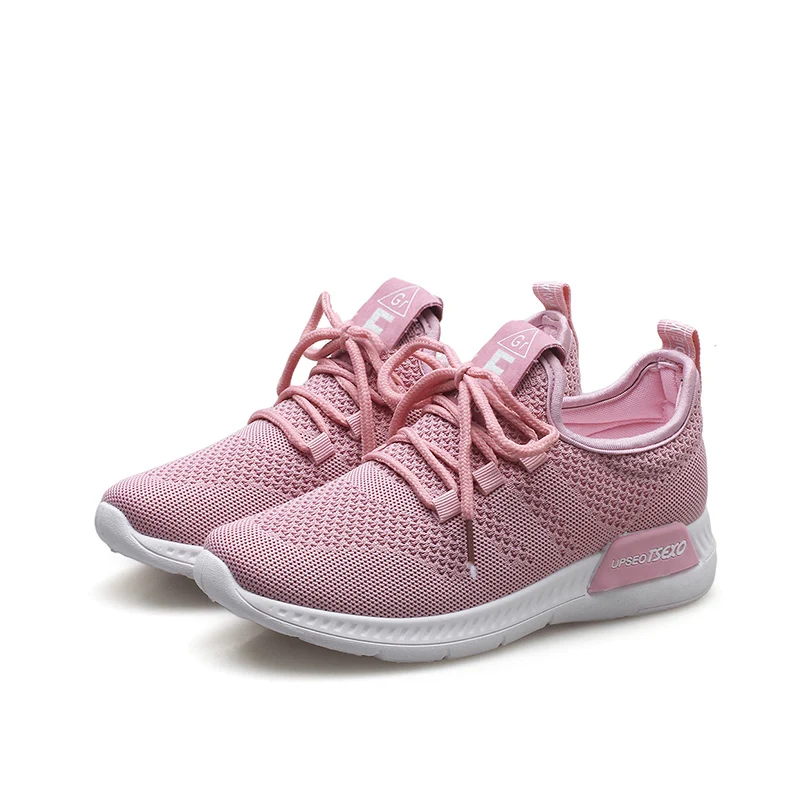 Pink Moipheng/; женские вязаные кроссовки; женские дышащие Летние слипоны на плоской подошве; новые женские лоферы на плоской подошве; Zapatos De Mujer - Цвет: Pink
