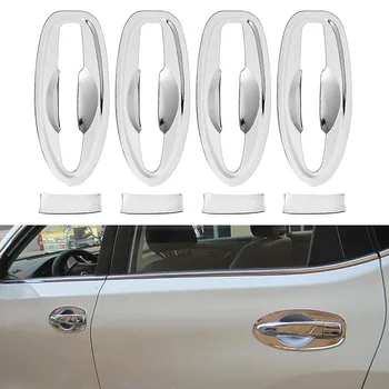 

8PCS ABS Chrome Side Door Handle Bowl Cover Trim for Nissan X-trail Rogue 14-17 Easy Install Eye-catching Personalize Exterior