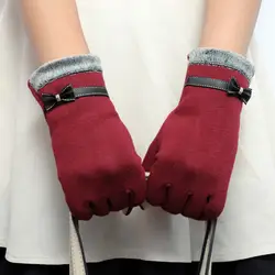 Зимние Для женщин сенсорные перчатки теплые хлопковые трикотажные длинные перчатки с подогревом Женские варежки для мобильного смартфон