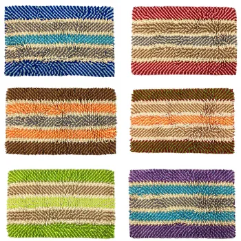 

Super Soft Strong Absorbent Multicolor Striped Bath Mats for Bathroom Non Slip Shag Shower Rug Bath Mat Fast Drying Bathroom Rug