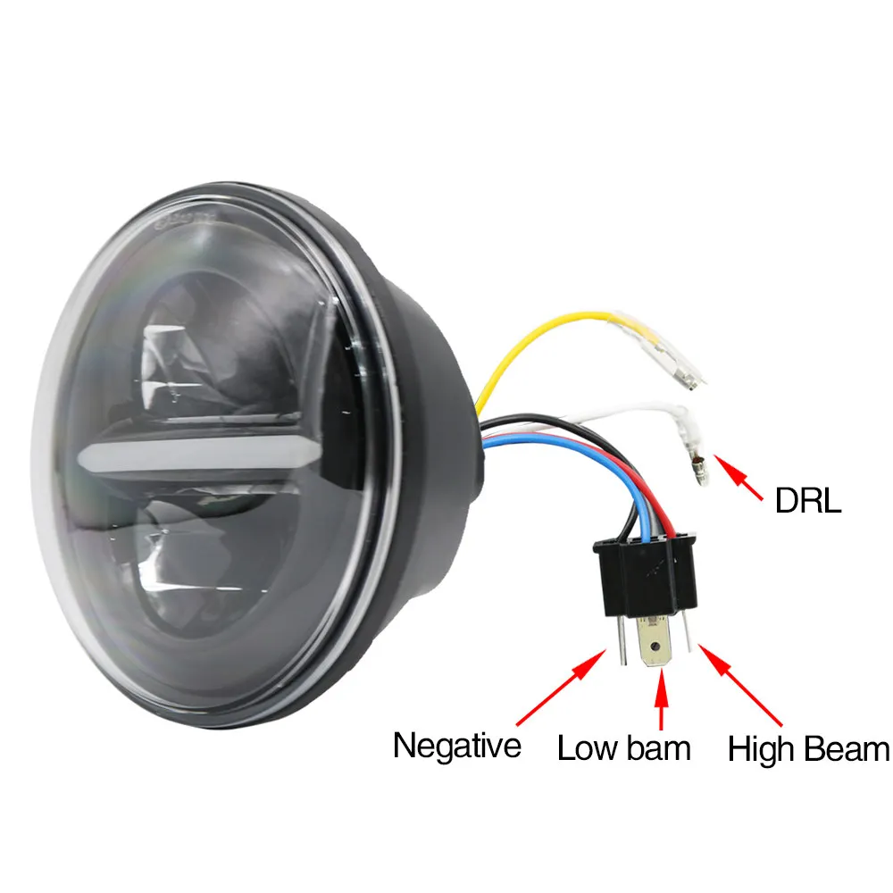 Черного цвета на каблуках высотой 5-3/" Круглый Ангел глаз светодиодный H4 фар 5,75 дюймов светодиодные фары для мотоцикла Harley динамический анализатор для автомобиля с низкой посадкой спортивные ручки FXSB супер