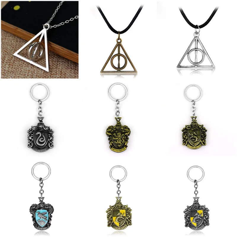 

Deathly Hallows pendant Keychain Luna rotating triangle key chain Key Rings For Gift Chaveiro Car Keychain Jewelry