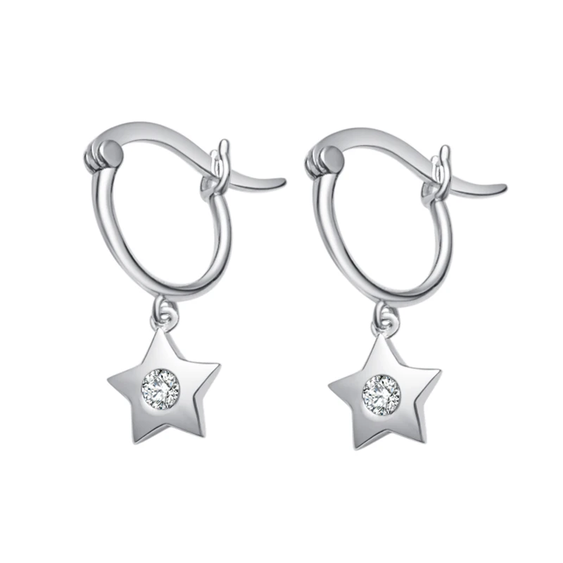 

LEKANI 2019 925 Sterling Silver Star Cubic zirconia Earring Crystals from Swarovski Small Drop Earrings Gift Women Charm Jewelry