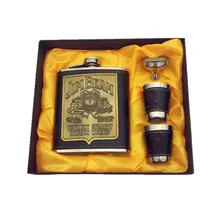 7 oz whisky flagon cccp alcohol petaca de acero Inoxidable FIJÓ con la caja gife y cuero de la pu libre de bpa