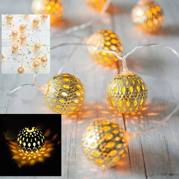 

AC & Battery Fairy Lights 10/20 LEDs Iron Ball String Lights Outdoor Decoration Holiday Garland Christmas Globe Lighting Chain
