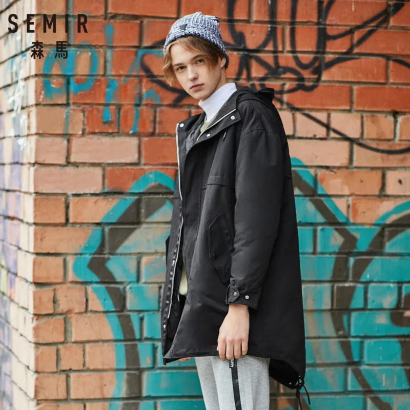 Куртка SEMIR Мужская зимняя с капюшоном Длинная ветровка со съемной подкладкой